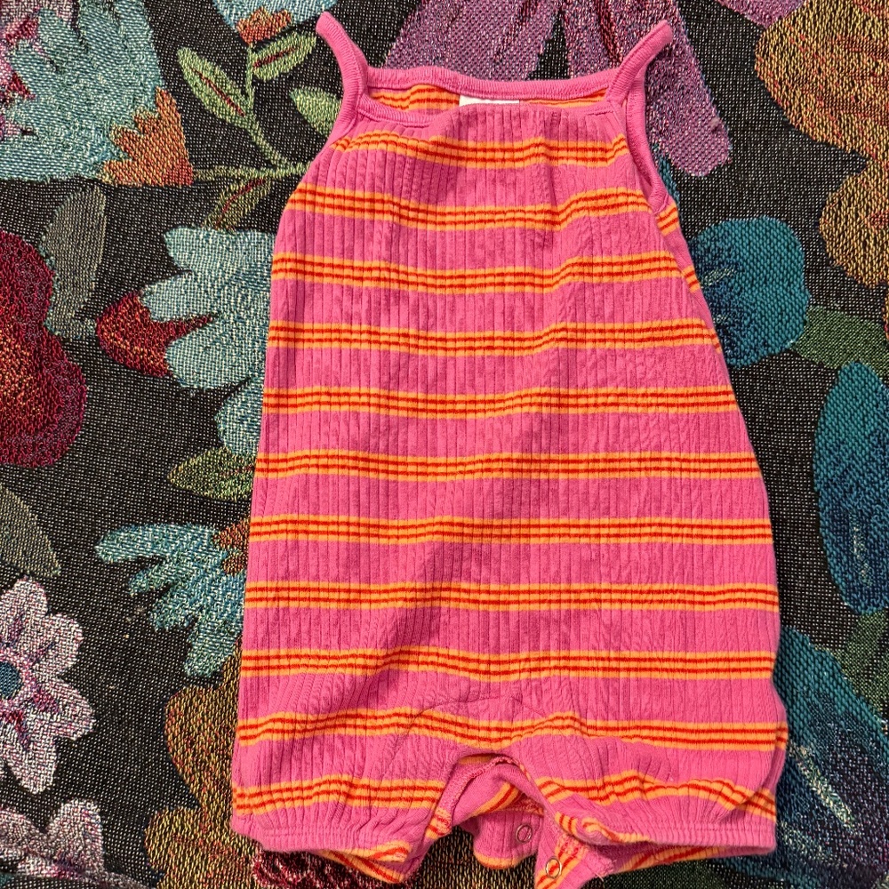 NWOT! 6-12m Hanna Andersson Striped Shorts Romper